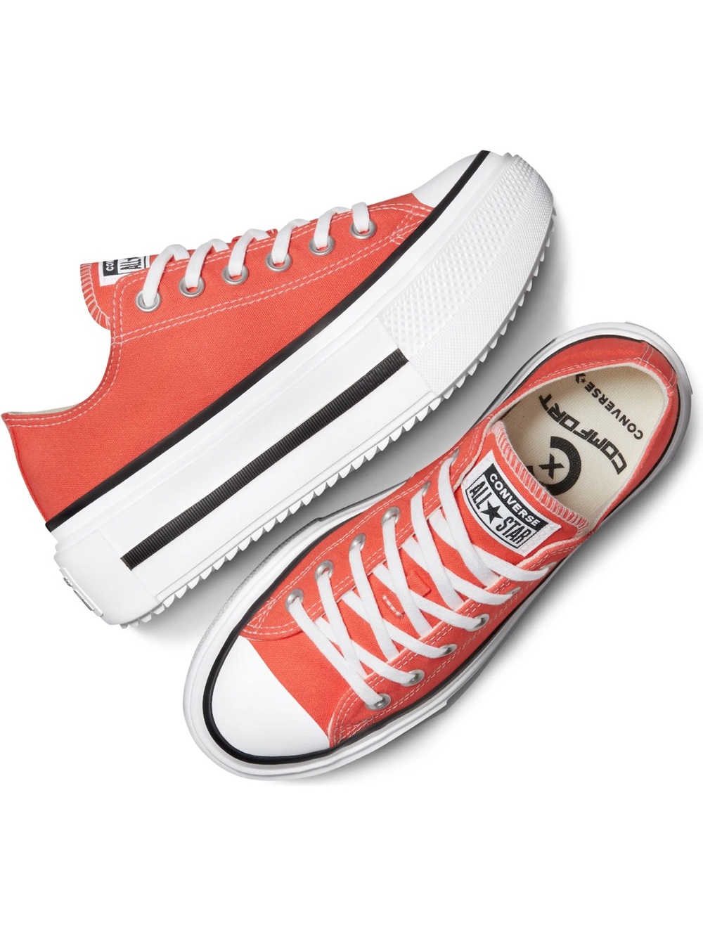 Converse Platform Low Top Sneakers in Coral and White